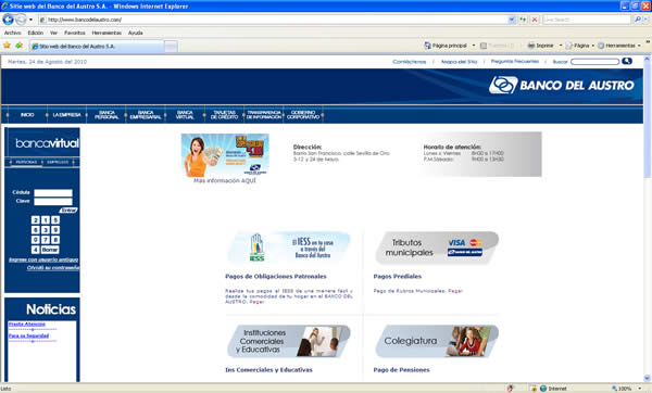 BANCO DEL AUSTRO::PAGO IEES